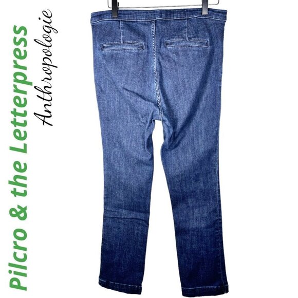 PILCRO & THE LETTERPRESS High Rise Denim Leggings Medium Wash Side Zip, Size 28 - Picture 5 of 13